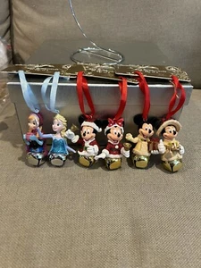 Disney Parks Mickey & Minnie Elsa Anna Jingle Bell Christmas Ornaments - Picture 1 of 11