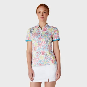 Callaway Ladies Short Sleeve Golf Polo with Digitised Chev Floral Print - Picture 1 of 8