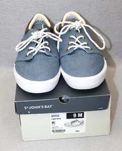 St Johns Bay Bryce Shoes Mens Size 9 M Blue Denim Brown Accents Casual Sneakers - Picture 1 of 15
