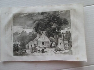 (1) EARLY 1800s ILLUSTRATION "THE FAMILY MAGAZINE", "NEGRO CABIN, IN VIRGINIA" - Picture 1 of 2