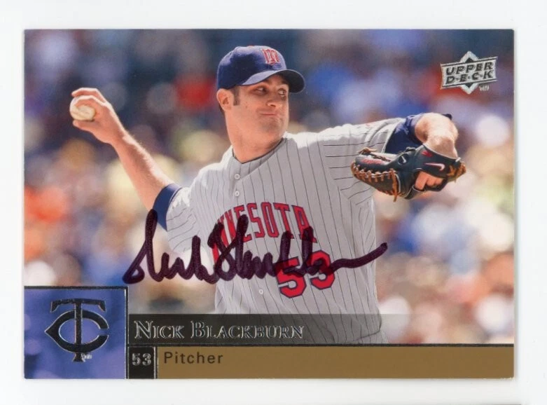 SIGNED BASEBALL CARD AUTO UPPER DECK UD 2009 NICK BLACKBURN MINNESOTA TWINS #741 - Image 1 of 1