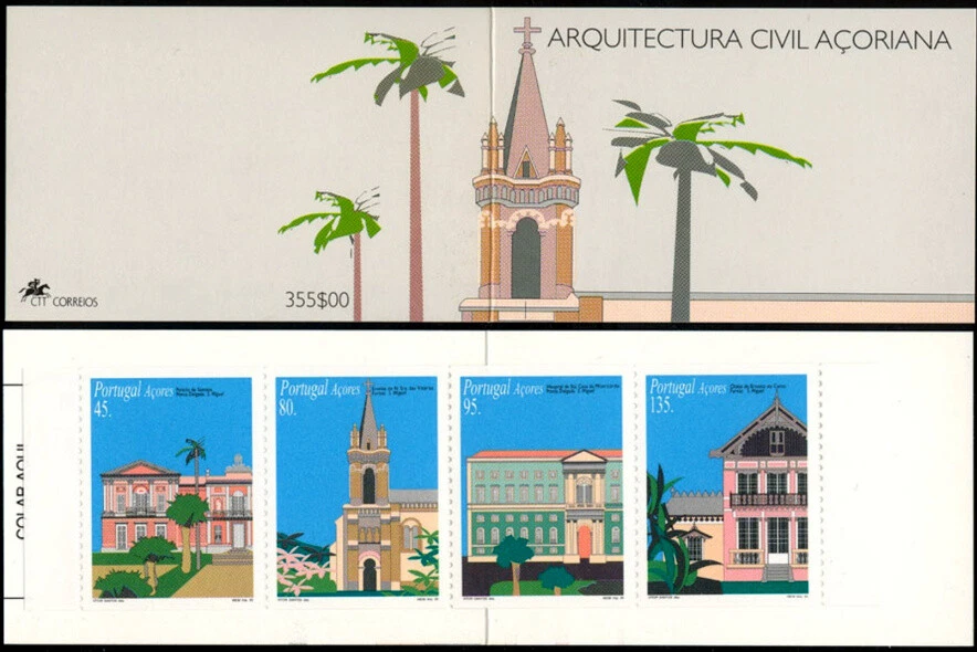 Azores 1995 Architecture, Hospital, Church, etc. Complete Booklet UNM / MNH - Image 1 of 1