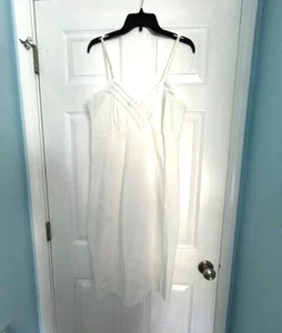 Vtg Bari Womens White Full Slip Dress Mid-Length Size 36 USA cotton polyester - Picture 1 of 7
