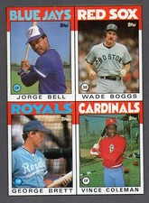 1986 Topps Wax Box Bottom Uncut Boggs Brett Bell Coleman