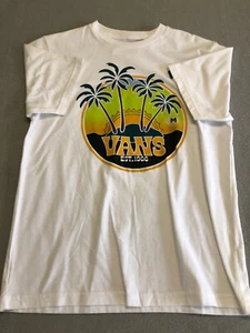 Vans Shirt Youth Boy's Medium (10-12) Four Palm Island Short Sleeve White Tee - Picture 1 of 4
