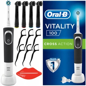 NUEVO Oral B Cepillo de dientes eléctrico Vitality 100 negro con juego de 5 a... - Imagen 1 de 5
