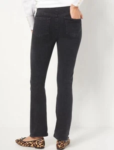 NWT Black NYDJ Spanspring Pull-On Slim Bootcut Jeans Trinity size PL Petite - Picture 1 of 9