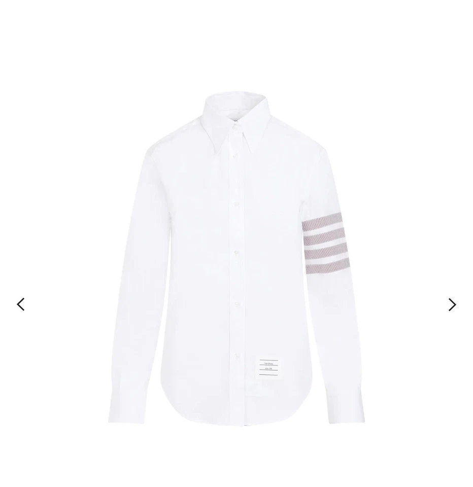 Thom Browne4-Bar Stripe Detailed Poplin Shirt - Image 1 of 3