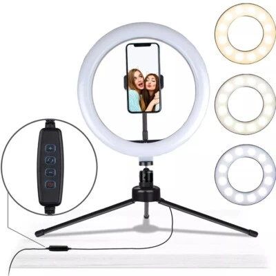 Aduro U-Stream Ring Light With Stand, 10" Desktop Light for Home Streaming NEW - Image 1 of 4
