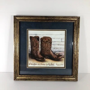 Home & Garden “Our Steps Are Directed By The Lord” His Steps Picture Cowboy Boot - Picture 1 of 5