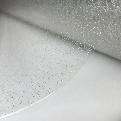 Silver Glitter Easy Wipe Clean PVC Vinyl Tablecloth Dining Table Cover Protector - Image 1 of 4