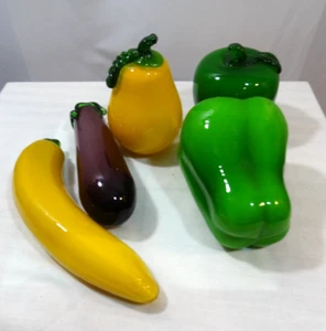 Lotto frutta e verdura vintage in vetro artistico soffiato a mano stile Murano - Foto 1 di 4