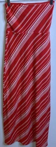 VICTORIA'S SECRET Bra Top Tube Top Strapless  Maxi Long Dress Red Striped SMALL - Picture 1 of 4