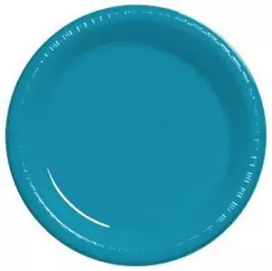 Turquoise 7" Plastic Desert Plates 20 Per Pack Tableware Decorations Supplies - Picture 1 of 1