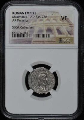 Maximinus I, AD 235-238 ROMAN EMPIRE AR Denarius NGC VF 20 - Image 1 of 2