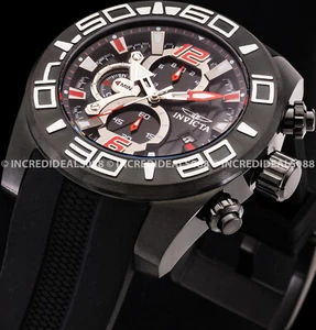 Invicta Men PRO DIVER CHRONOGRAPH Red Black Dial Case Strap 50mm Wristwatch - Picture 1 of 10