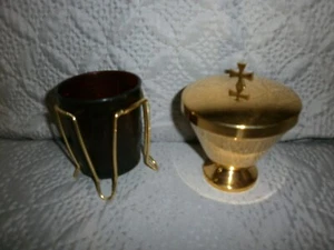 LOT/RESERVE HOSTIES+VEILLEUSE/LAMPE SANCTUAIRE/AUTEL/EGLISE/VERRE ROUGE/H.11cm - Picture 1 of 8