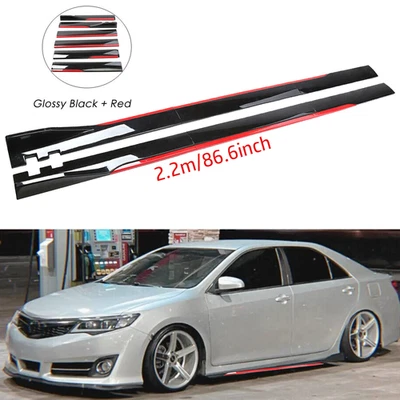 Glossy Black Look 86.6" Side Skirt Extension Spoiler Splitter For Toyota Camry S Foto 1 de 4