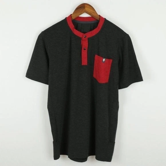 Camiseta deportiva de ciclismo Henley de manga corta gris roja pequeña Panache para hombre Foto 1 de 4