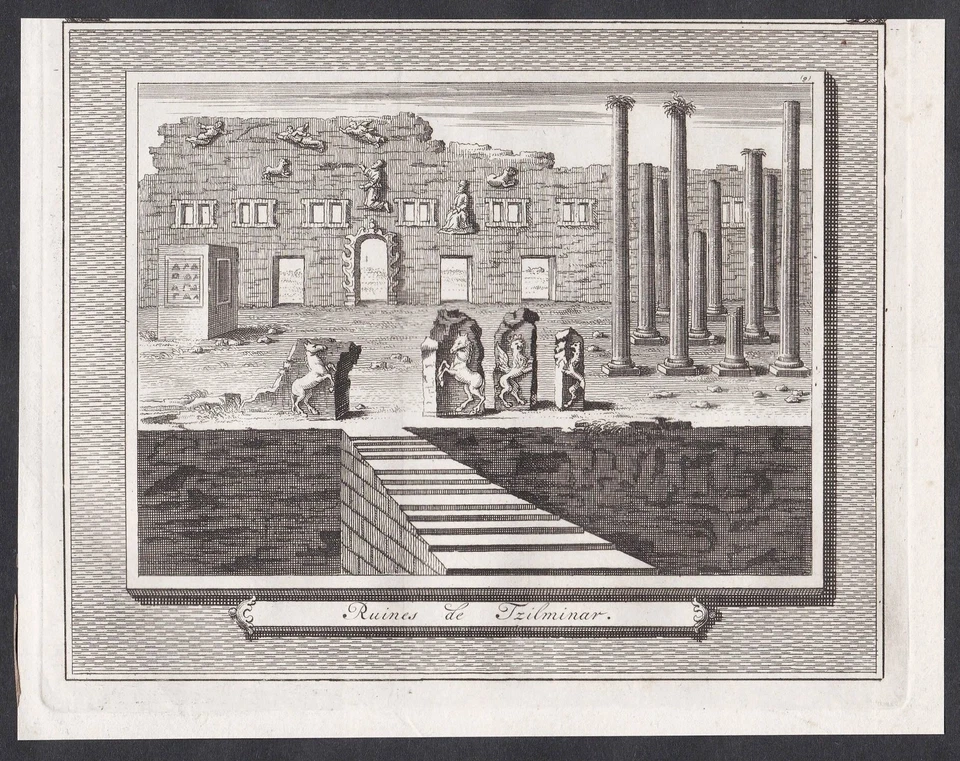 Persepolis Chehel Minar Iran Persia Persien Kupferstich engraving 1720 - Bild 1 von 1