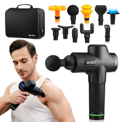 Gymtek® Massage Gun Massagepistole 30 Stufen 10 Köpfe Kühlfunktion