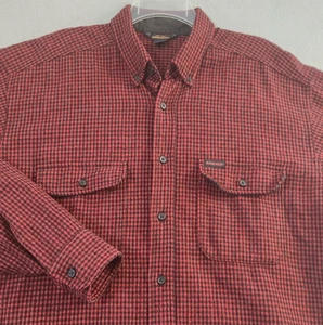 Vtg Woolrich Flannel Shirt Mens XL Red Black Plaid Check Wool Button Up - Picture 1 of 11