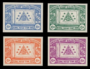 1954 ASDA STAMP SHOW POSTER STAMPS, IMPERFORATE - SET OF 4 - Picture 1 of 2