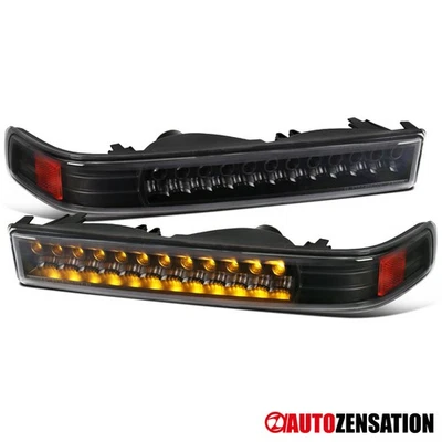 Fit 1998-2004 Chevy S10 Blazer GMC Sonoma Black Bumper Lights LED Signal Lamps - Image 1 of 4