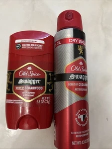2- Old Spice Swagger Cedarwood Antiperspirant Deodorant Dry Spray 4.3oz - 2.6oz - Picture 1 of 1