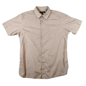 Cremieux Hemd Herren Large hellbraun blau geometrisch Kurzarm Knopfleiste Freizeit - Bild 1 von 10