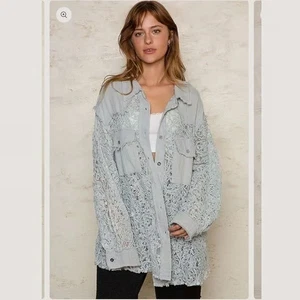 Camisa POL De Gran Tamaño Encaje Gasa Con Botones Talla S Boho Hippie Informal - Imagen 1 de 10