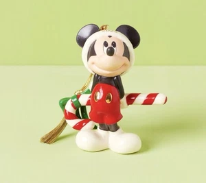 NIB Lenox Disney 2024 Annual Mickey Mouse With Candy Cane Ornament Free Ship - Picture 1 of 5