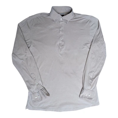 Hugo Boss Mens Casual Fit 1/4 button Beige Button up  Long Sleeve Shirt- Size M - Image 1 of 4