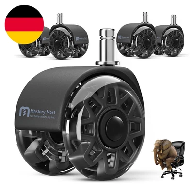 Mastery Mart 5Er Set Rollen Für Bürostühle 11Mm, 70 Mm Höhe Hartbodenrollen, Bür