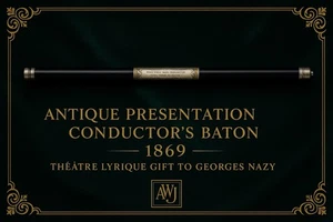 Antik 1869 Silber & Ebenholz Dirigentenstab Théâtre Lyrique Frankreich - Bild 1 von 12