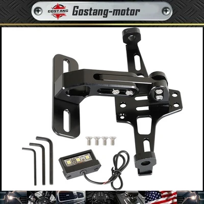 Universal Motorcycle Tail License Plate Holder Fender Eliminator Kit LED Light - Image 1 of 4