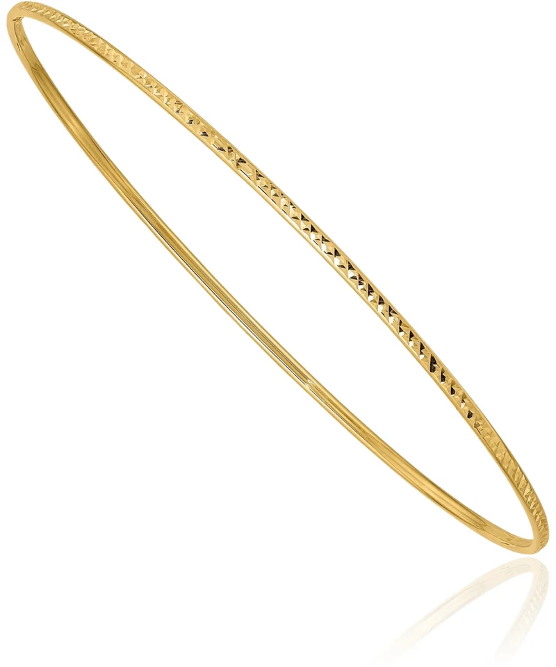 10K Solid Yellow Gold 1.5mm Slip On Bangle Bracelet - Image 1 of 4