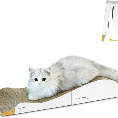 Cat Scratching Bed Foldable Reversible Duck Shaped Wave Cardboard - Image 1 of 4