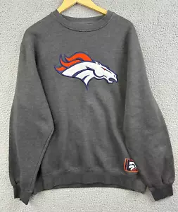 VTG Denver Broncos Sweatshirt Mens XL Gray Crew Neck Stitched Logo Majestic - Picture 1 of 12