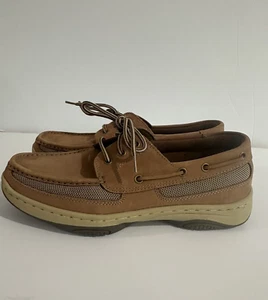 Men's Canyon River CRB Leather Tan Beige Brown Boat Shoes Loafers 11M EXCELLENT - Picture 1 of 7