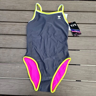 TYR Swimsuit Women Hot Pink/gray Hydra Span Reversible Diamond Fit Sz 30 New - Image 1 of 4