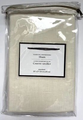 FUNDA DE ALMOHADA FALSA ESTÁNDAR MARFIL LINO FIRMA WILLIAMS SONOMA HOME CAMA NUEVA Foto 1 de 4
