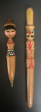Vintage Lot of 2 Wooden Nutcracker Pens(not working) Great for display/collector
