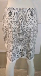Women New York & Company Floral Size 4 White and Black 22 inches Skirt - Picture 1 of 5