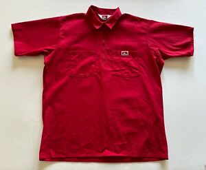 Ben Davis Mens Short Sleeve 1/2 Zip Red Shirt USA Made Size Large
