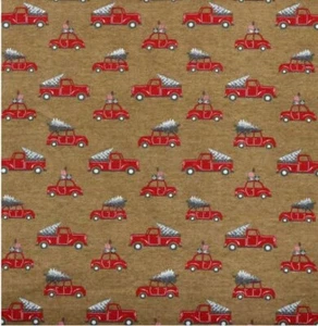SUPER SNUGGLE FLANNEL Sewing Fabric 1.680 Yds (57") x 42" TRUCKS WITH TREES BRWN - Picture 1 of 1