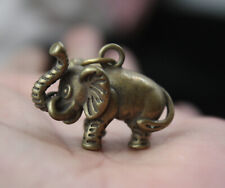 Old Chinese Brass Folk Feng Shui hollow out elephant statue Lucky Amulet
