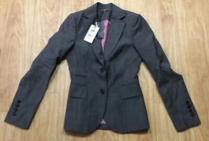 Austin Reed Ladies Blazer Grey Microcheck Jacket 100% Wool Size 6 Petite BNWT - Bild 1 von 16