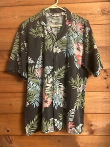 VTG Hawaiian Shirt Men’s Magnum 357 L HELICOPTER Pilot Made USA Retro Floral - Picture 1 of 4