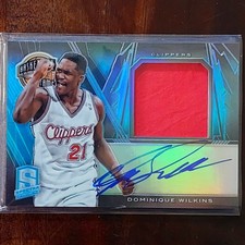 2013-14 Spectra DOMINIQUE WILKINS #09/20 HOF NBA Basketball Jersey Patch Auto #5